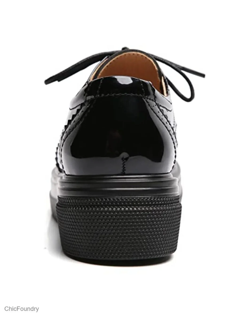 Women's Platform Lace-Up Oxford Shoes Water Resistant Leather Wingtips Brogues